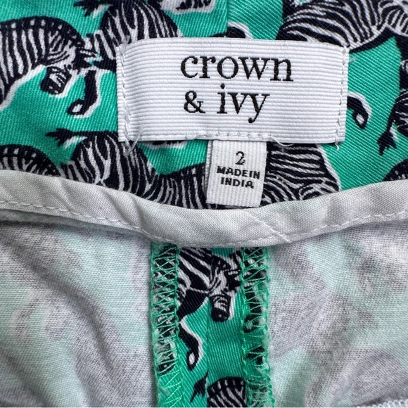 Crown & Ivy Teal Zebra Print High Shorts - Size 2 - Picture 9 of 13